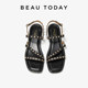 BeauToday French strap sandals for women in summer can wear sandals Roman sandals women's shoes flat sandals