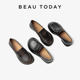 BeauToday genuine leather loafers for women in spring new BT British style leather shoes for women flat single shoes for women shallow mouth