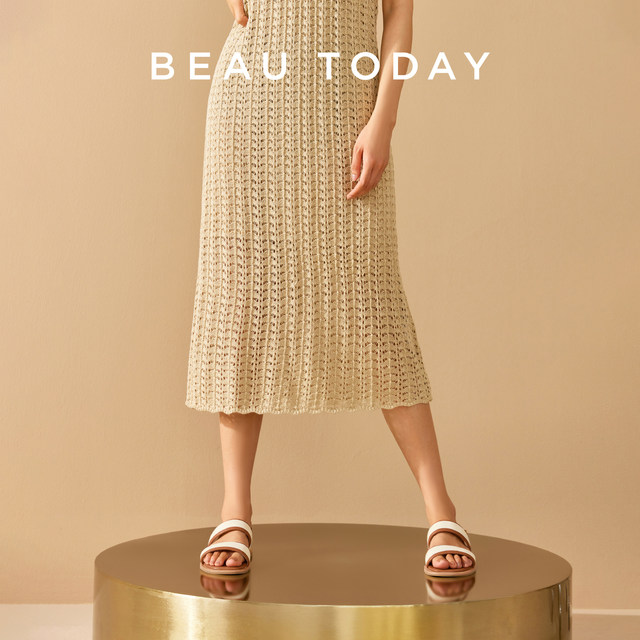 BeauToday Rhone Valley Flat Sandals Women's Summer One-Strip Sandals Fashionable Beach Shoes