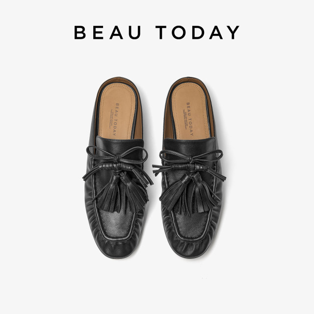 BeauToday thick heel brenkins shoes for women 2025 new summer retro muller slippers