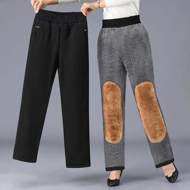 Winter silk cotton pants for the elderly, women's velvet thickened granny pants, high elastic outer wear, middle-aged and elderly knee pads and warm pants