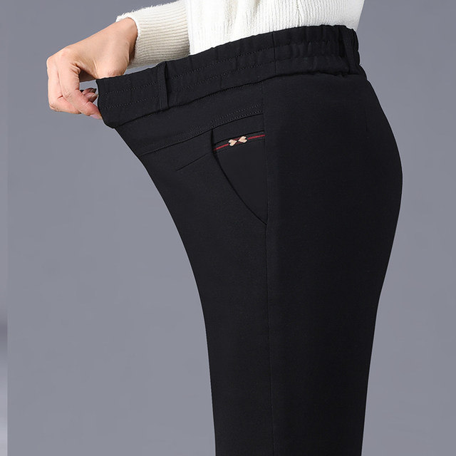 Winter silk cotton pants for the elderly, women's velvet thickened granny pants, high elastic outer wear, middle-aged and elderly knee pads and warm pants