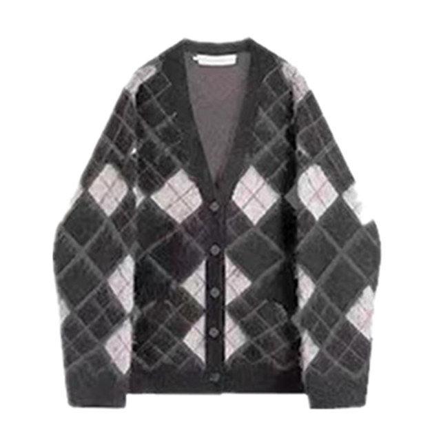 Large size fat mm sweet and spicy college style diamond marten plush sweater jacket for women in autumn and winter versatile soft and glutinous knitted cardigan trendy