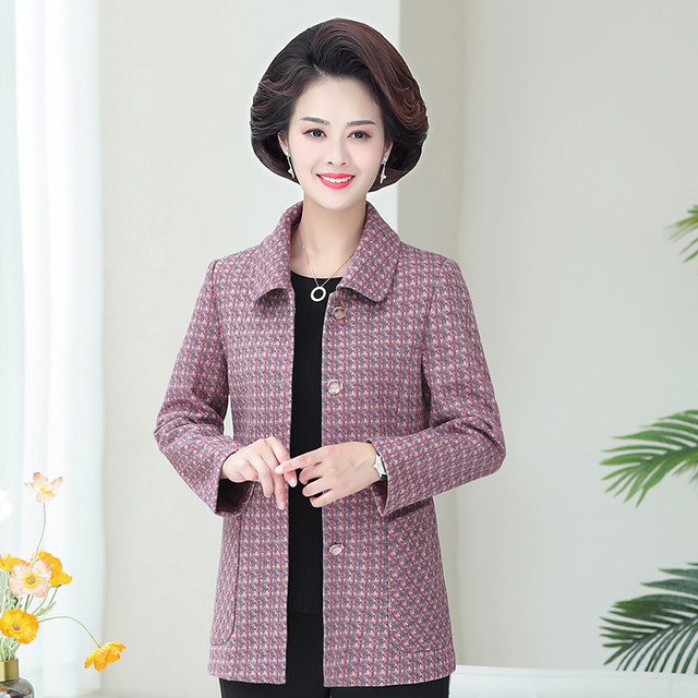 Middle-aged and elderly spring jacket for women 50 years old 60 mothers wear spring and autumn fashionable short jacket grandma winter top