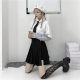 Fat mm slit pleated skirt pants high waist college style versatile solid color large swaying short skirt large size skirt women summer