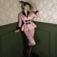 Le palais vintage original autumn and winter new pink brocade high-waisted hip-packing easy to match with a pencil skirt
