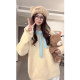 Yellow round neck pullover mink velvet sweater for women in autumn and winter thickened loose lazy style knitted sweater top for small people