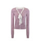 French style V-neck lace bow lace-up bottoming sweater for women in autumn and winter slim fit inner sweater top