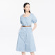 xg Xue Ge Square Neck Short Sleeve Dress Women's 2024 Summer New Commuting Casual Mid-Long Skirt XJ204044A521