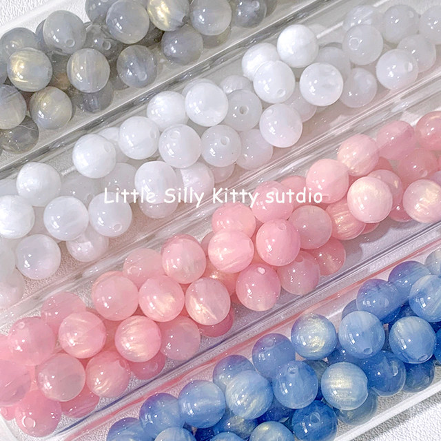 10 dreamy fine glitter oil painting-like smudged round beads loose beads diy bracelet necklace mobile phone chain accessories