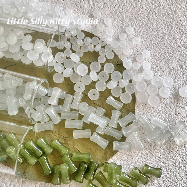 Little Stupid Cat Guofeng Bamboo Formation Forming Modeling Jade Glass Sanzhu DIY Beads Platform Necklace Necklace Material Material
