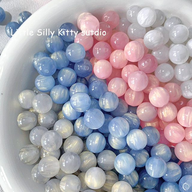 10 dreamy fine glitter oil painting-like smudged round beads loose beads diy bracelet necklace mobile phone chain accessories