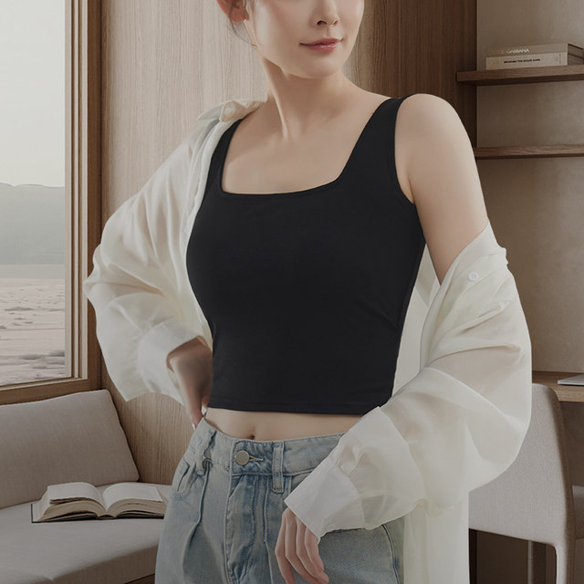 Sling vest female in summer with chest pads, wearing inside and exposed sexy cross -back breasts all -in -one top