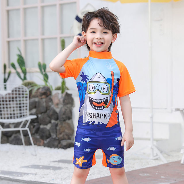 Cute girl casual swimsuits, seaside children's swimsuits, short-sleeved surfing suits, one-piece swimsuits, quick-drying