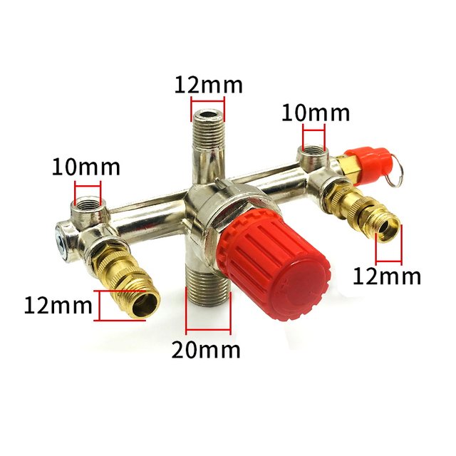 Silent oil-free air pump accessories air compressor switch assembly pressure control outlet six-way cast iron Bama bracket