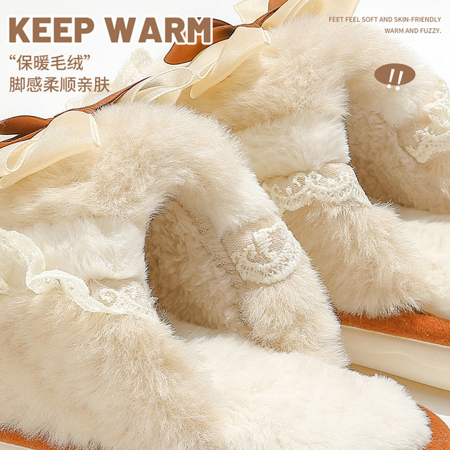 
Cotton slippers for women autumn and winter 2025 new indoor home non-slip thick-soled plush postpartum slippers for women winter