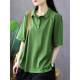 Green Cotton POLO Polo Leading T -shirt Female Spring and Autumn Poor Spring and Autumn Loose Bottom bottom shirt Casual retro latitude
