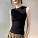 Gray vest base shirt for women 2025 autumn round neck slim sleeveless T-shirt for secondary breasts and thin suit