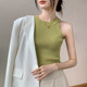 Women's halter neck knitted vest 2025 early autumn new slim fit slim suit underwear top solid color sleeveless base shirt