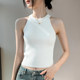 Women's halter neck knitted vest 2025 early autumn new slim fit slim suit underwear top solid color sleeveless base shirt