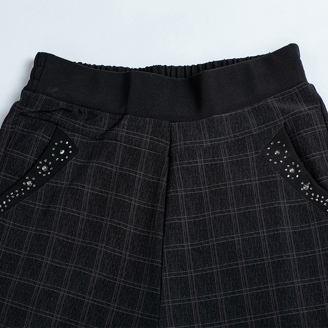 Mom's pants for outer wear in autumn and winter, plus velvet and thickened straight trousers with elastic waist, middle-aged and elderly women's trousers, plus size plus fat