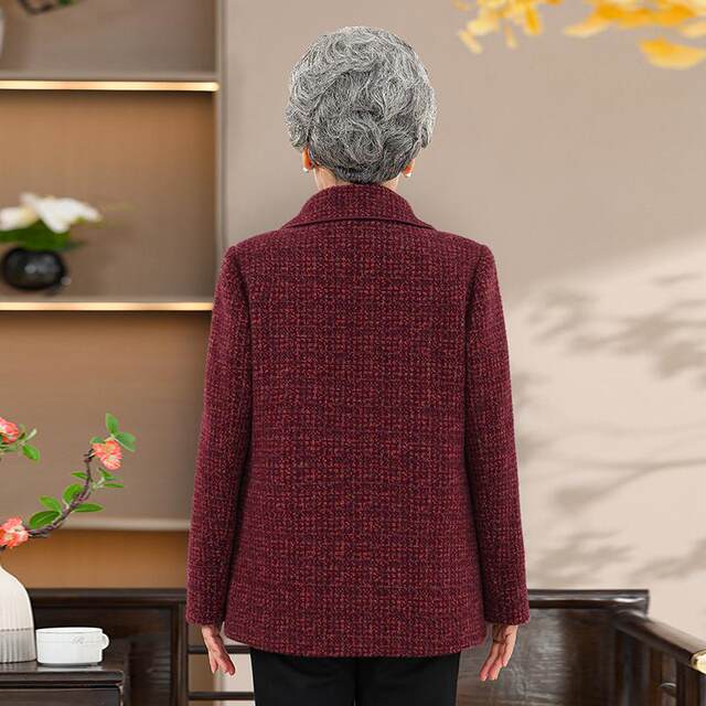 Middle -aged and elderly autumn and winter jackets, warm and velvet Mrs. Mrs. High Mochomy Woors, Grandma Grandma Winter West Master