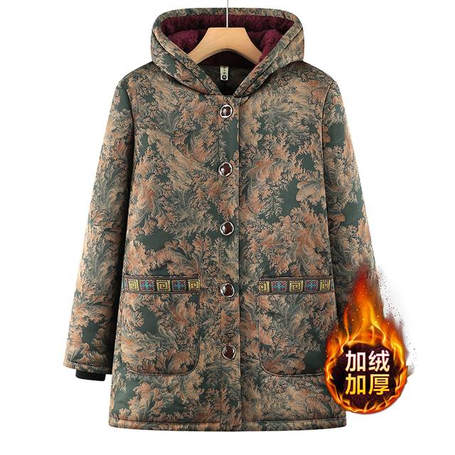 
Winter clothes for middle-aged and elderly mothers, cotton-padded clothes for the elderly, 60-year-old grandma, autumn and winter mid-length velvet cotton-padded jacket, mother-in-law cotton-padded jacket 70