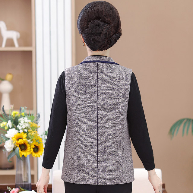 2025 New Middle-aged and Elderly Women's Spring and Autumn Vests Mother's Autumn Vests Vests Old Lady Thin Coats