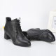 Leather boots large size women's shoes 41 to 43 autumn and winter new large women's boots high -heeled rough boots leather shoes side zipper
