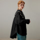 dfvc black French doll collar long sleeve shirt for women for spring 2025 new petal sleeves loose cotton top thin