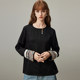 dfvc black Chinese style jacquard tense long-sleeved shirt for women in spring 2025 new embroidered inner bottoming shirt thin