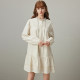 dfvc casual cotton shirt dress for women 2025 spring new striped spliced ​​belt loose doll skirt