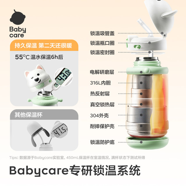 babycare children's thermos cup baby baby over 6 months old boy and girl home use West Highland learning drinking water cup