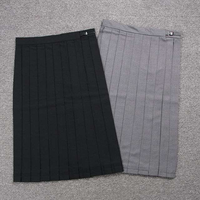 Japanese JK pleated skirt Spring and Autumn YK uniform short skirt women orthodox high waist cyan color college style skirt commuting pure color