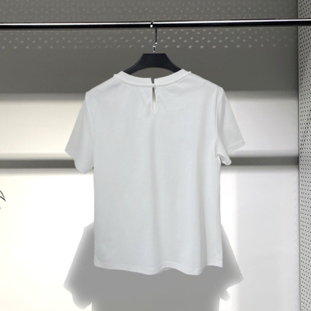 Cotton T -shirt Female Three Rainbow 2023 Summer New White Bottom shirt Short -sleeved round neck top S23210312Z20