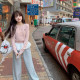 Autumn and winter sweet pink skirt stacked in skirt curtains, ruffled leaf edge design sense panton skirt sweater hem to cover hip
