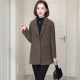 Houndstooth suit jacket for women retro middle-aged mother short style small double-sided woolen coat 2023 autumn and winter new style