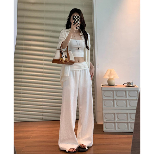 Maternity wide-leg pants for outer wear in autumn 2025 new belly-supporting straight casual casual drape floor-length pants spring and summer thin style