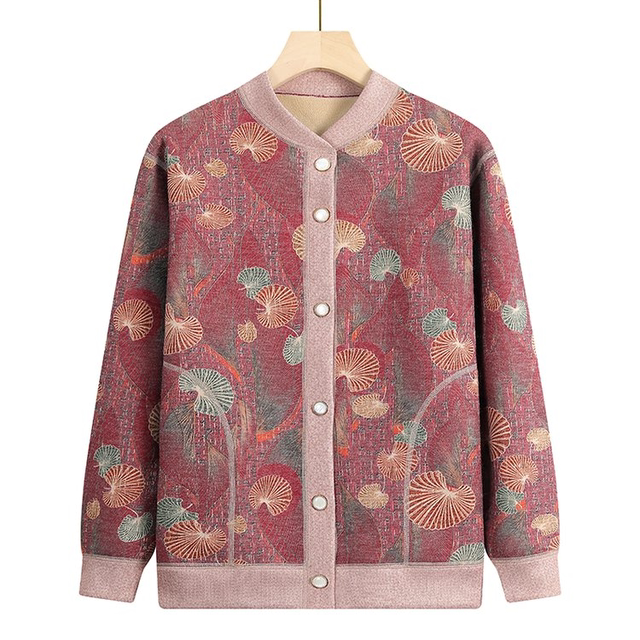 Warm clothes for middle-aged and elderly women, grandma's autumn and winter coats, thickened velvet, mother's style tops, cardigans for the elderly