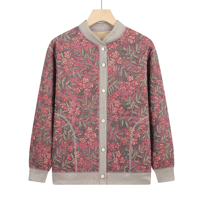 Warm clothes for middle-aged and elderly women, grandma's autumn and winter coats, thickened velvet, mother's style tops, cardigans for the elderly