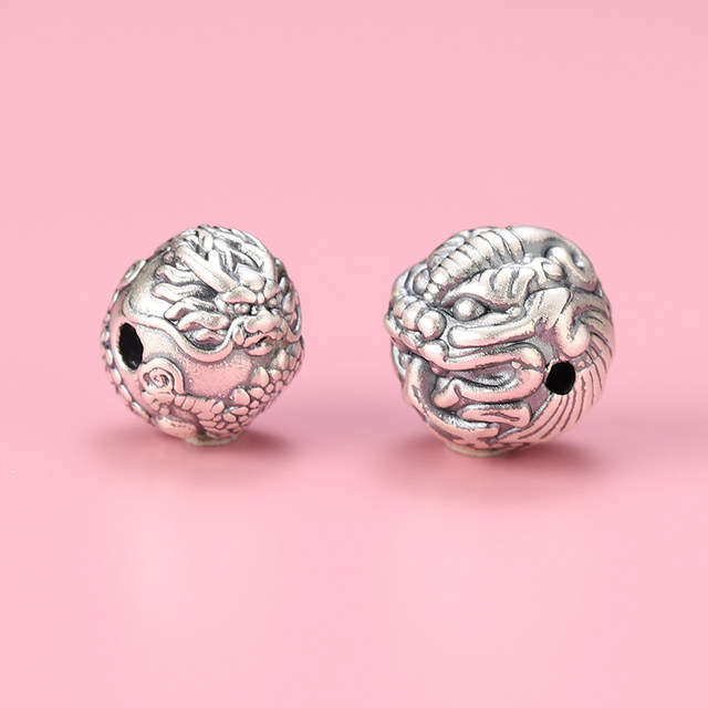 
999 Pure Silver Dragon Ball Pixiu Loose Beads Bracelet for Men and Women DIY Handmade Bracelet Necklace Pure Silver Braided Separator Beads