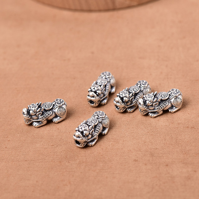 Foot Silver 999 Good Lucky Pixiu DIY Men's and Women's Bracelets Beaded Hand-woven Rope Couple Bracelets Accessories