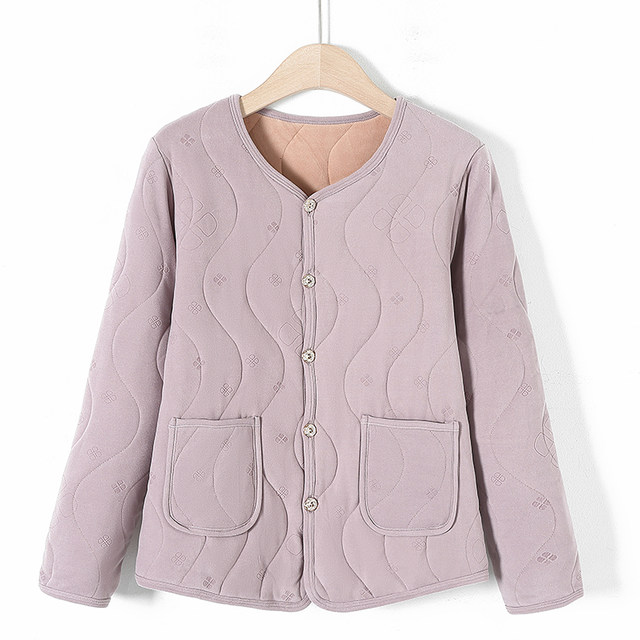 Autumn and winter warm clothing for middle-aged and elderly women, winter mother's clothing, velvet thickened bottoming shirt, elderly thermal underwear set