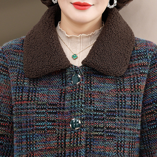 Mom's autumn short mink velvet jacket 2025 new cotton coat middle-aged and elderly women's autumn and winter style woolen tops
