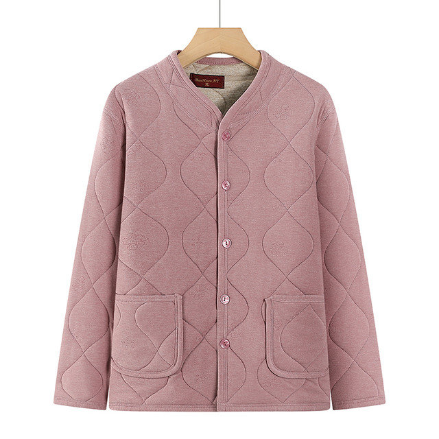Middle-aged mothers wear velvet jacket for women's clothing, cardigan, warm and thick top for middle-aged and elderly people with small cotton jacket
