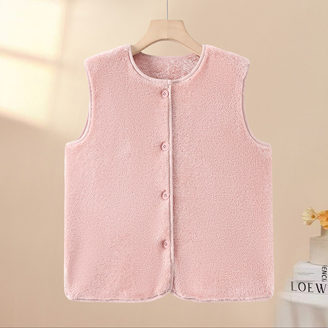 Middle-aged and elderly coral vest mother wear autumn and winter vest plush top grandma fleece vest liner women