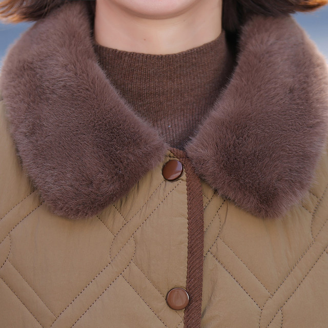 Middle-aged mother's winter quilted jacket 2025 new middle-aged and elderly women's autumn and winter cotton-padded coat plus velvet and thickened light cotton-padded jacket