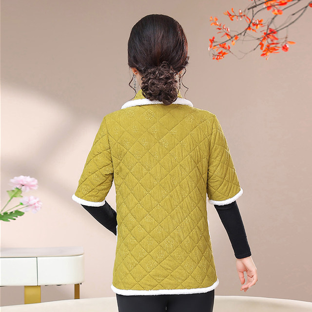 Mom cotton vest female winter plus velvet thickened short -sleeved cotton coat wears middle -aged and elderly half -sleeved cotton jacket to protect shoulder horses