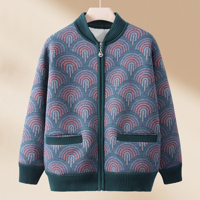 Middle -aged and elderly girls spring and autumn mothers plus a thickened sweater sweater warm top