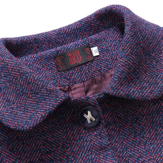 Middle -aged and elderly women's clothing spring and autumn woolen top fashion lapel 50 -year -old 60 mothers autumn clothing foreign woolen jacket short
